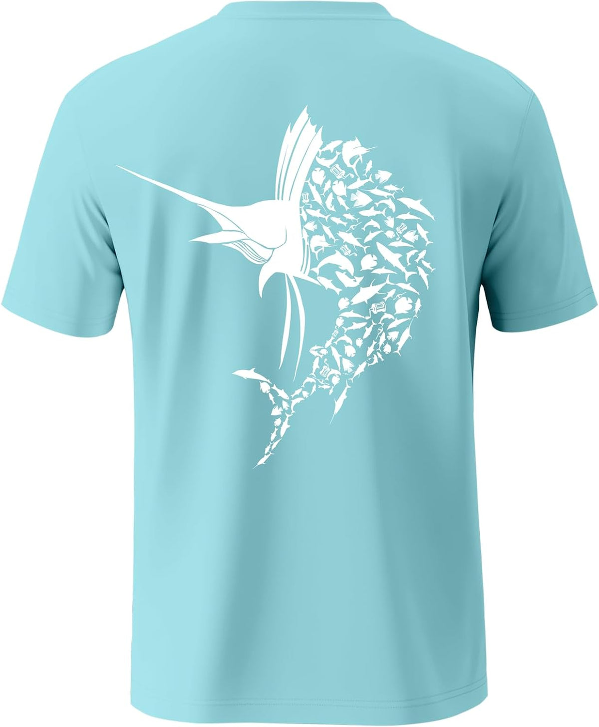 Palmyth Mens Fishing Shirts UPF 50+ Quick Dry Short Sleeve Tee - Skyblue \/ Sailfish