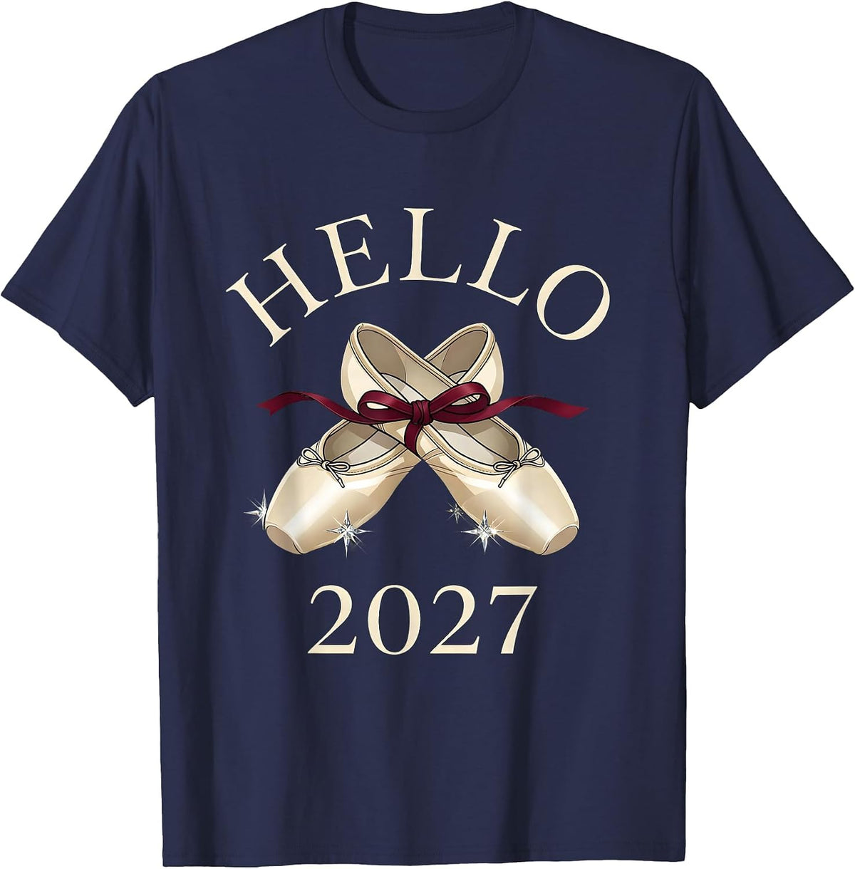 Men's Hello, 2027 Balletcore Graphic Girls Party Top New Years Eve T-Shirt - Navy Blue