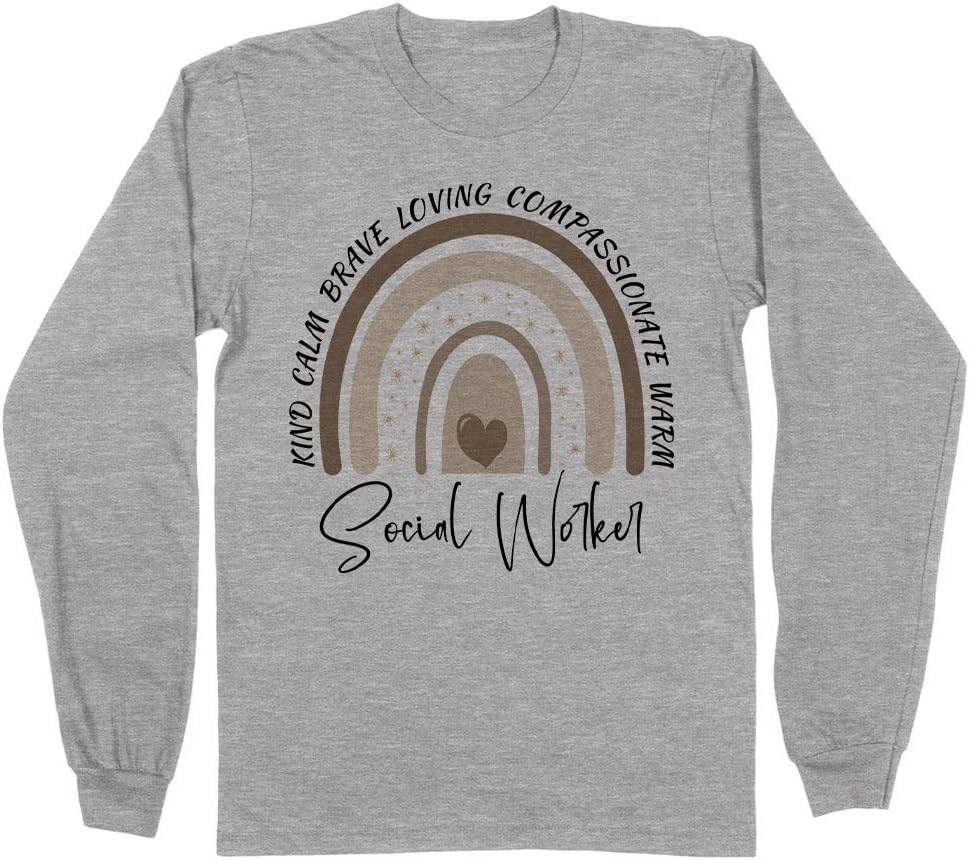 Rainbow Social Worker Long Sleeve Shirt Unisex - Grey