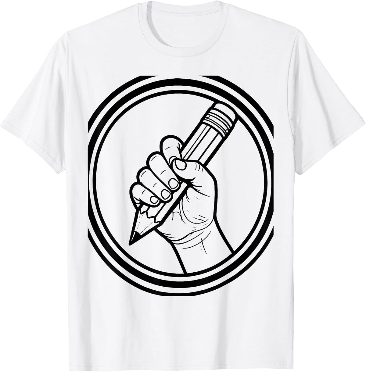 Men's Occupational Therapy Pencil Grip Child Illustration T-Shirt - White