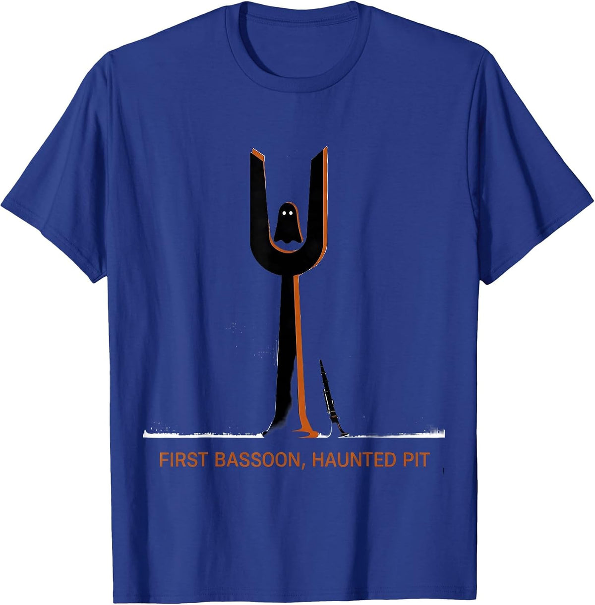 Men's First Bassoon, Haunted Pit Funny Music Teacher Halloween T-Shirt - Royal Blue