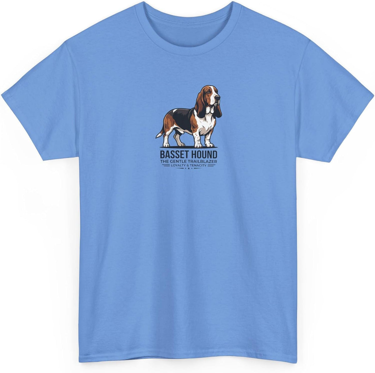Tenacious Basset Hound Graphic Tee | Loyal Trailblazer Dog Breed Gift Shirt - Carolina Blue