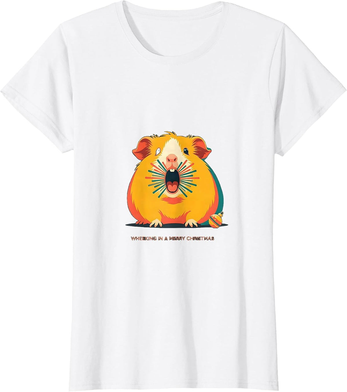 Wheeking In A Merry Christmas Funny Guinea Pig Pet Lover T-Shirt - White