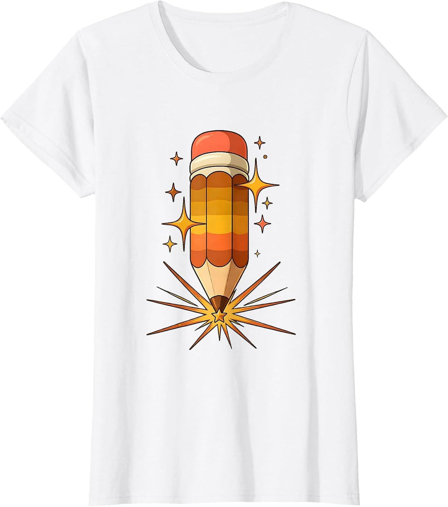 Women's Magical SPED Teacher Pencil Wand Sparkles Design T-Shirt - White