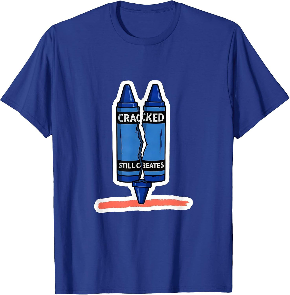 Men's Cracked Still Creates Inspirational Teacher Mental Health T-Shirt - Royal Blue