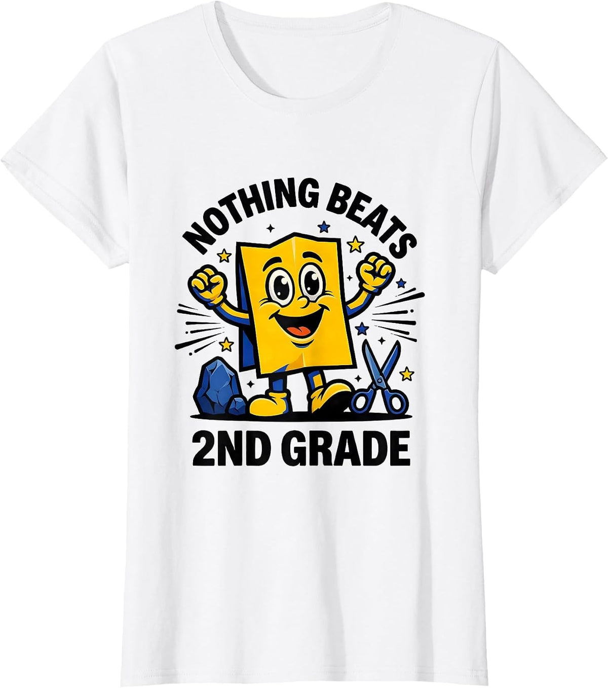 Nothing Beats 2nd Grade Back to School Rock Paper Scissors T-Shirt - White