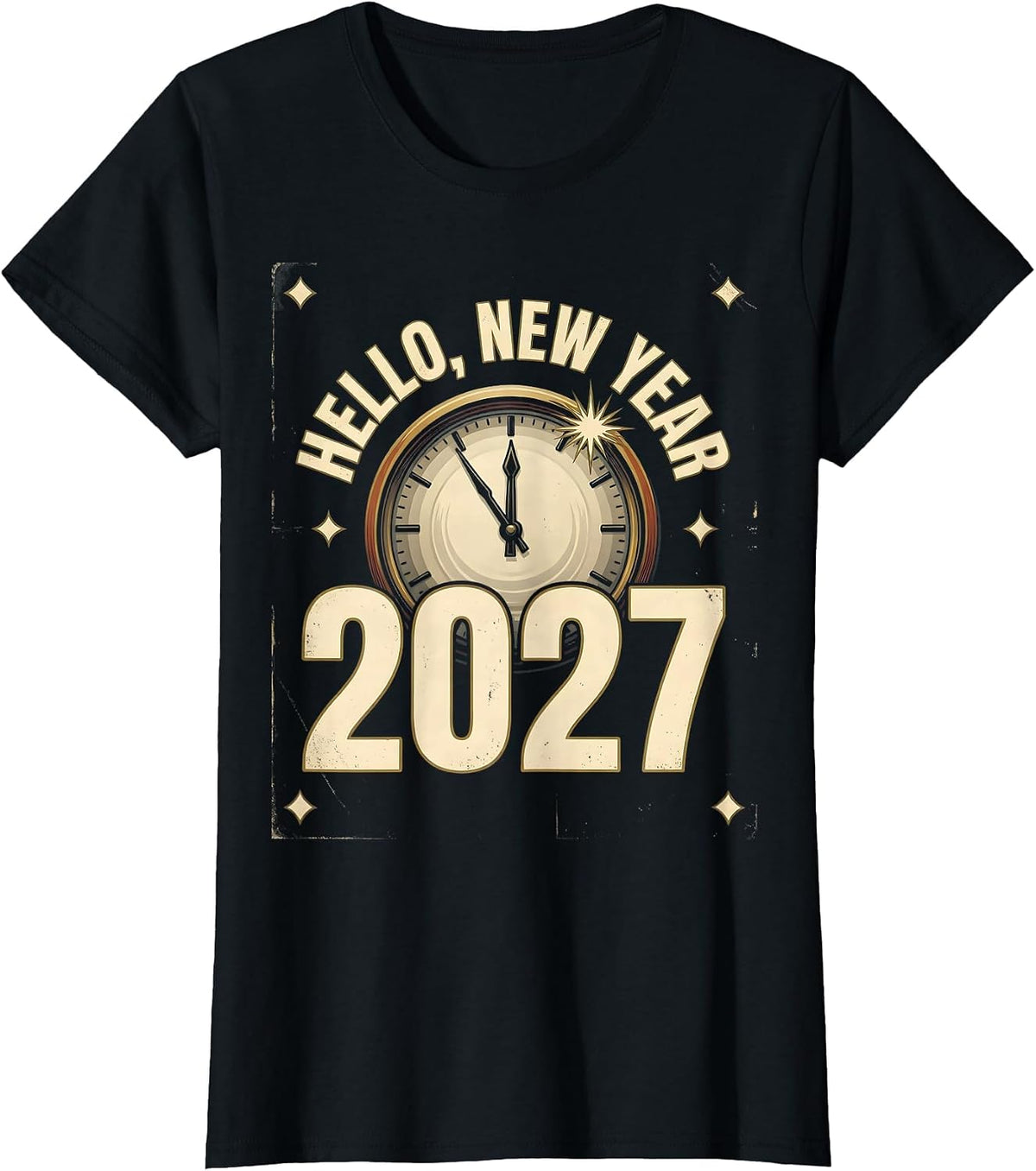Hello, New Year 2027 Vintage Party Group Matching T-Shirt - Black