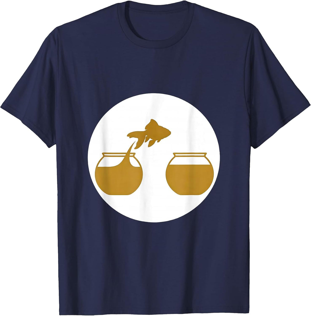 Men's Autism Awareness Goldfish Leaping Between Bowls T-Shirt - Navy Blue