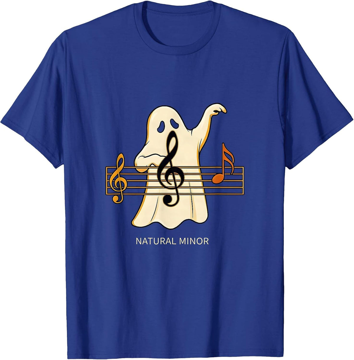 Men's Natural Minor Illustration Whimsical Music Teacher Halloween T-Shirt - Royal Blue