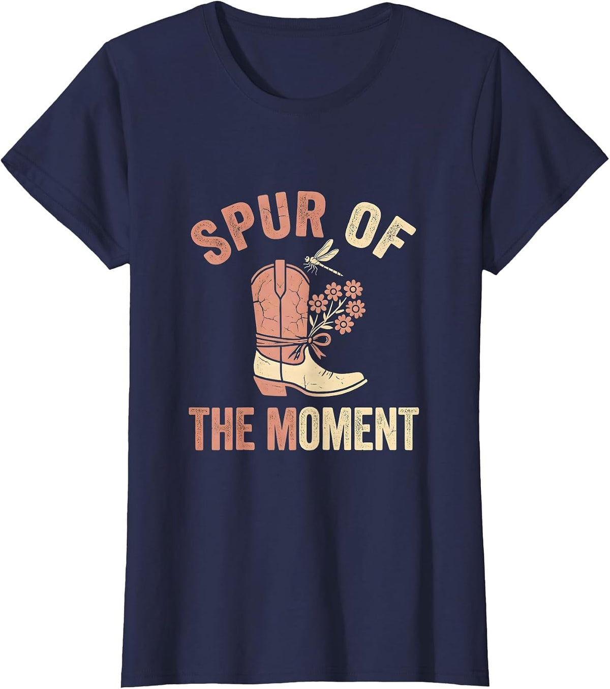 Women's Spur of the Moment Rodeo Cowgirl Design T-Shirt - Navy Blue