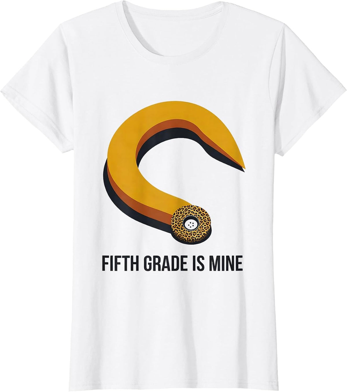 Fifth Grade Is Mine Midcentury Modern Leopard Print Teacher T-Shirt - White