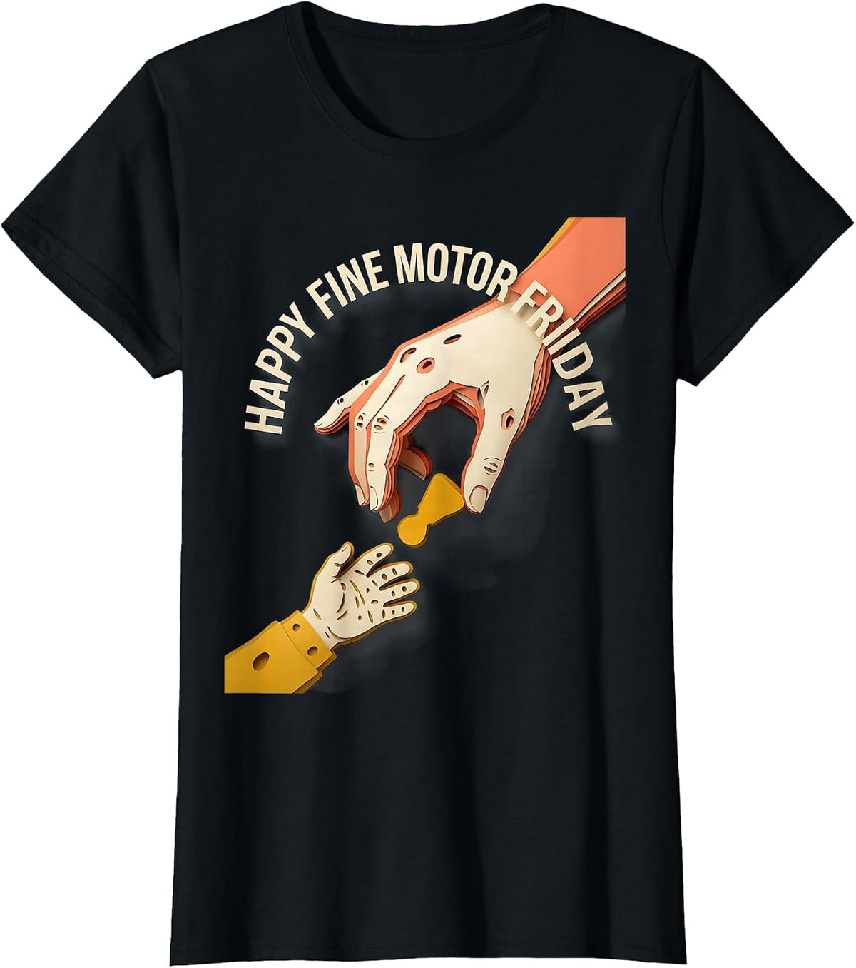 Women's Happy Fine Motor Friday Occupational Therapy OT Assistant T-Shirt - Black