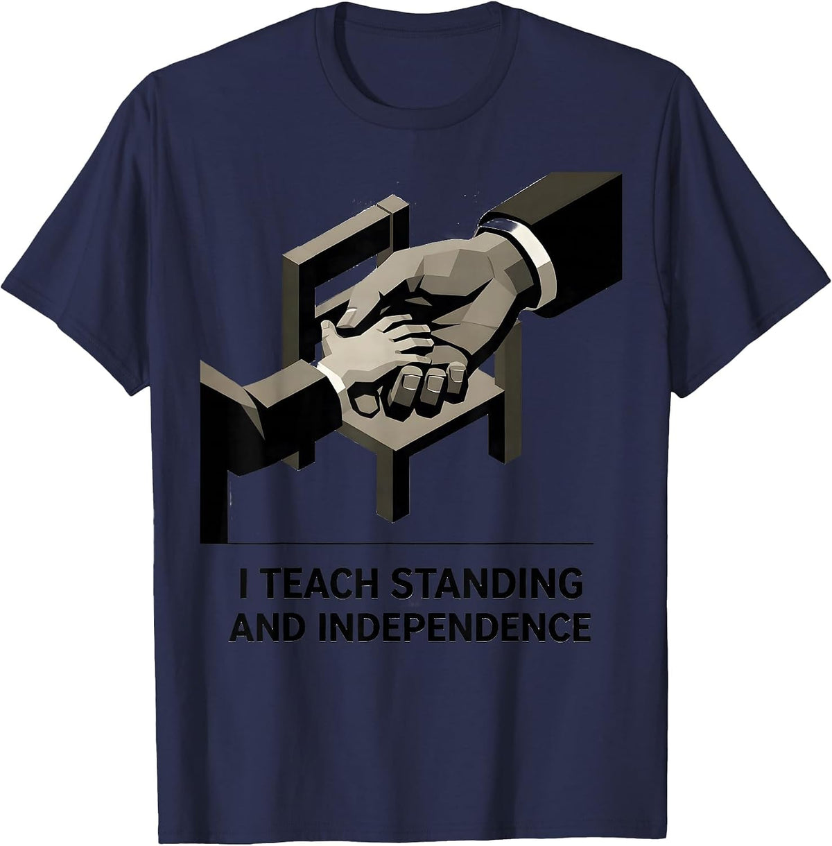I Teach Standing And Independence Retro Occupational Therapy T-Shirt - Navy Blue
