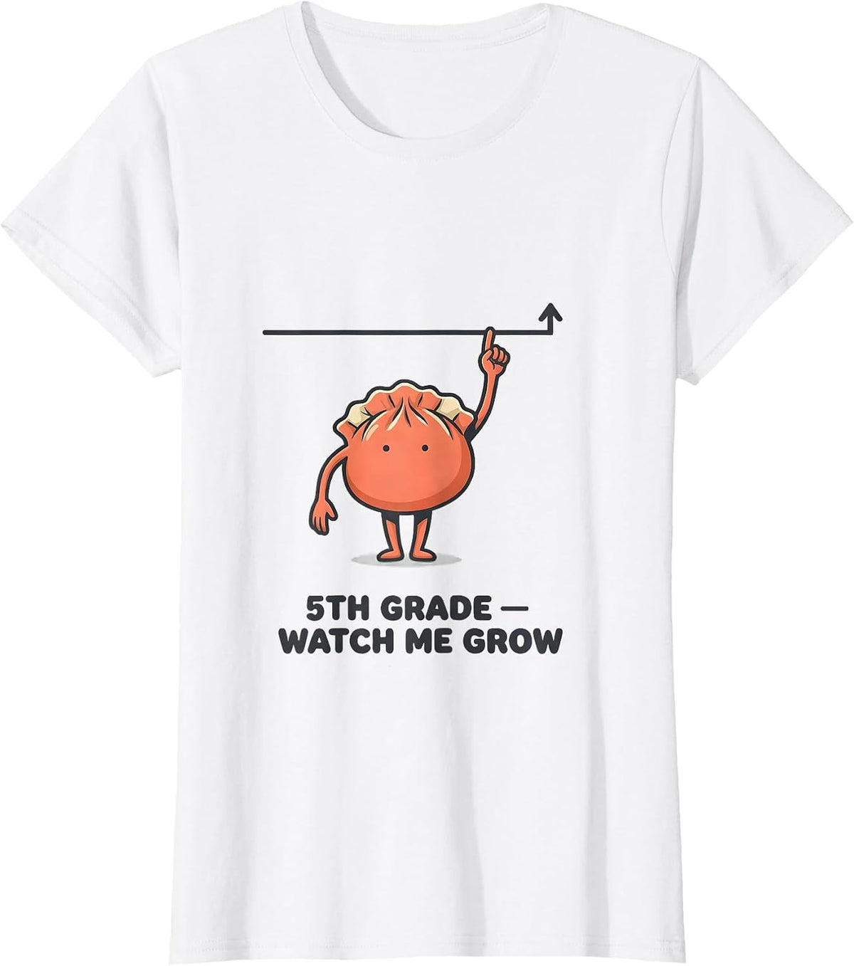 5th Grade Watch Me Grow Cute Dumpling Back to School Girl T-Shirt - White