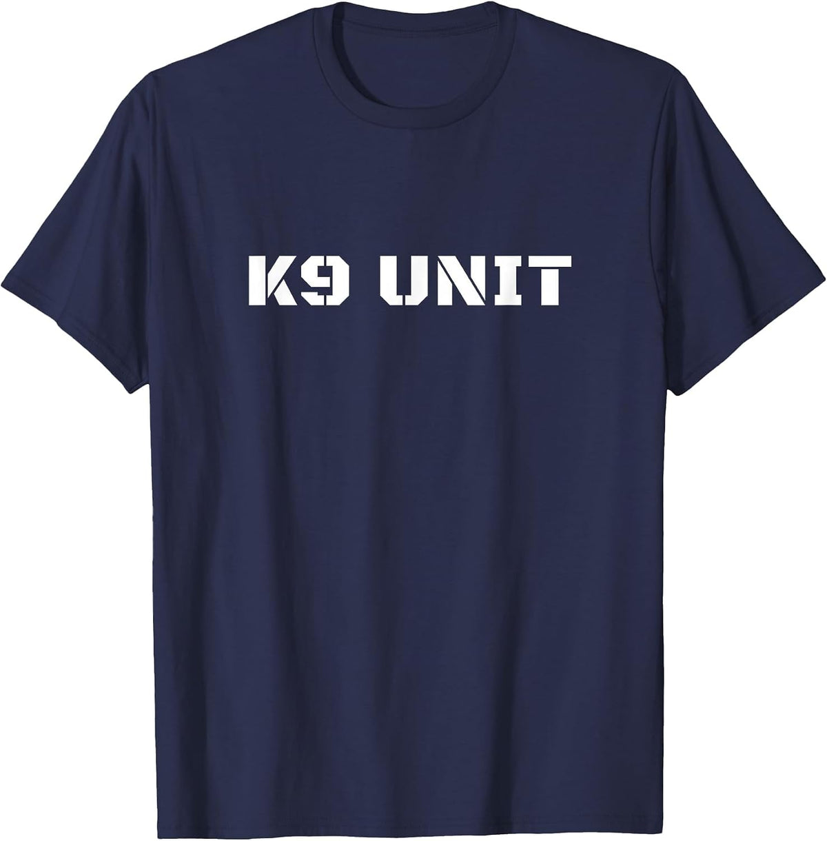 K9 Unit Stencil Text K-9 Officer Team Police Dog Handler T-Shirt - Navy Blue