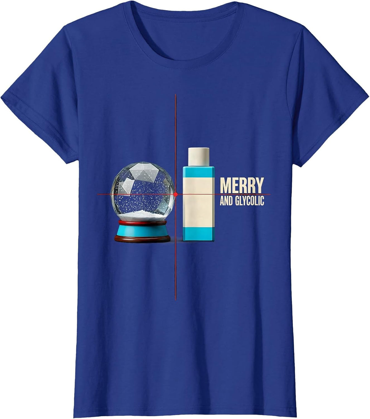 Women's Merry And Glycolic New Wave Esthetician Dermatology Humor T-Shirt - Royal Blue