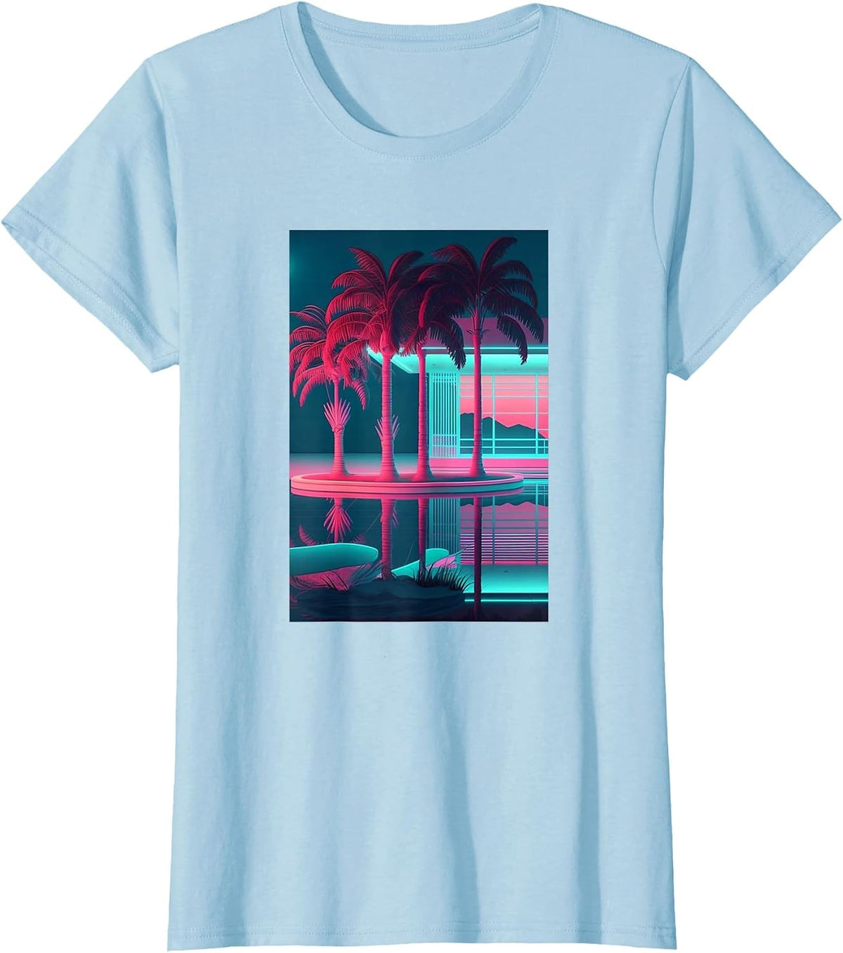 Vaporwave Aesthetic - Trippy Tropical Vapor Wave T-Shirt - Baby Blue