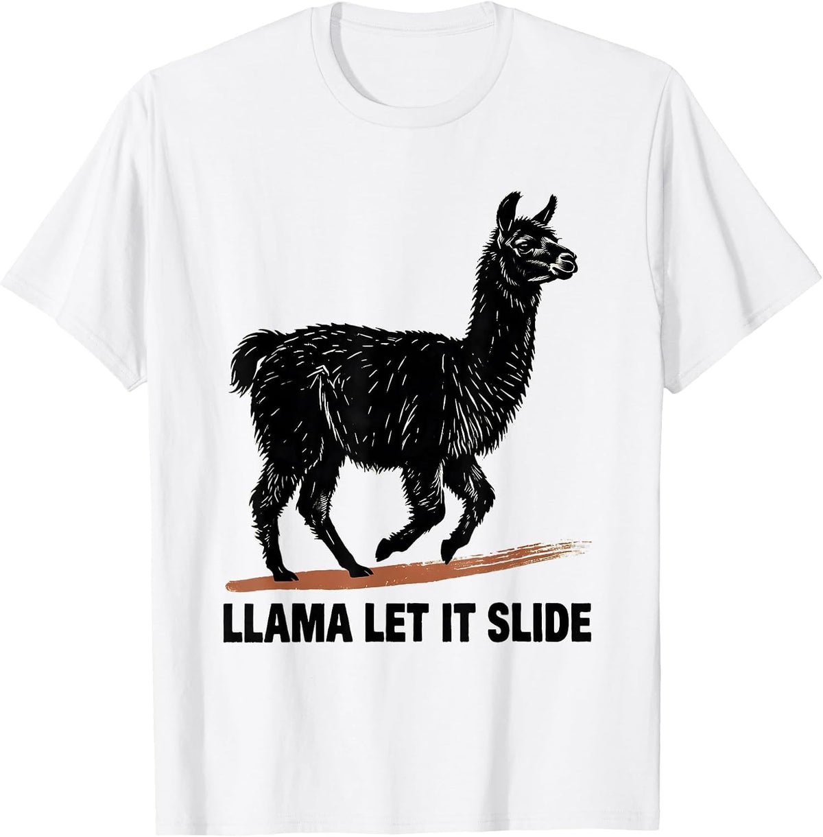 Men's Llama Let It Slide Funny Llama Alpaca Novelty Humor T-Shirt - White