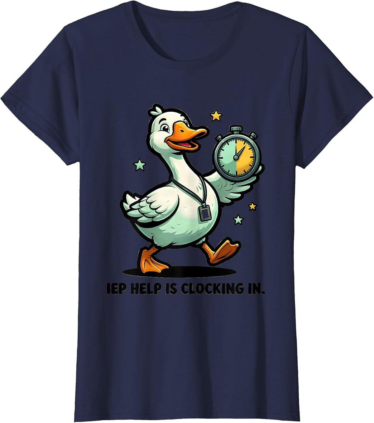 Women's IEP Help Is Clocking In Funny Special Education Teacher SPED T-Shirt - Navy Blue