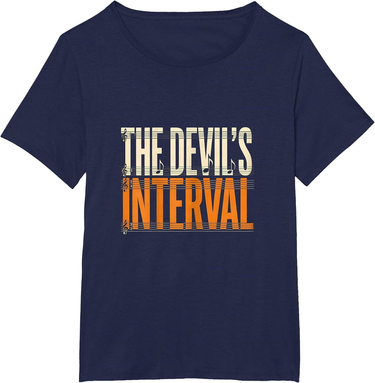 Women's The Devil's Interval Spooky Music Teacher Halloween Humor T-Shirt - Navy Blue