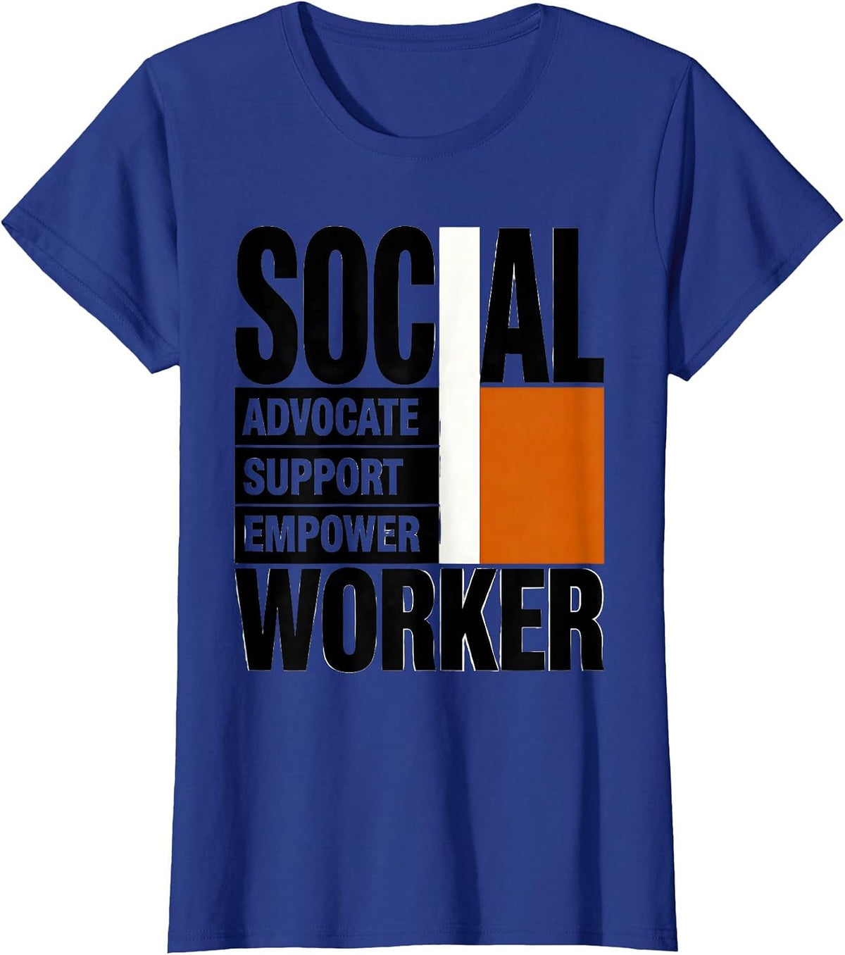 Women's Advocate Support Empower Social Worker Brutalist Graphic T-Shirt - Royal Blue
