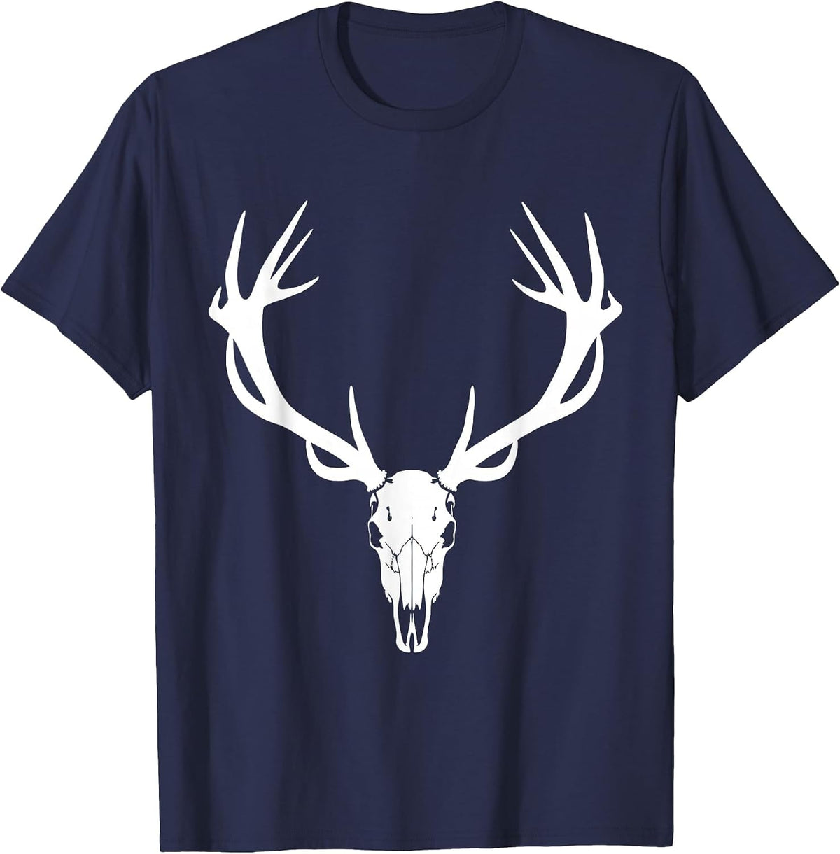 Bull Elk Skull Massive Antler Rack Hunting Design T-Shirt - Navy Blue