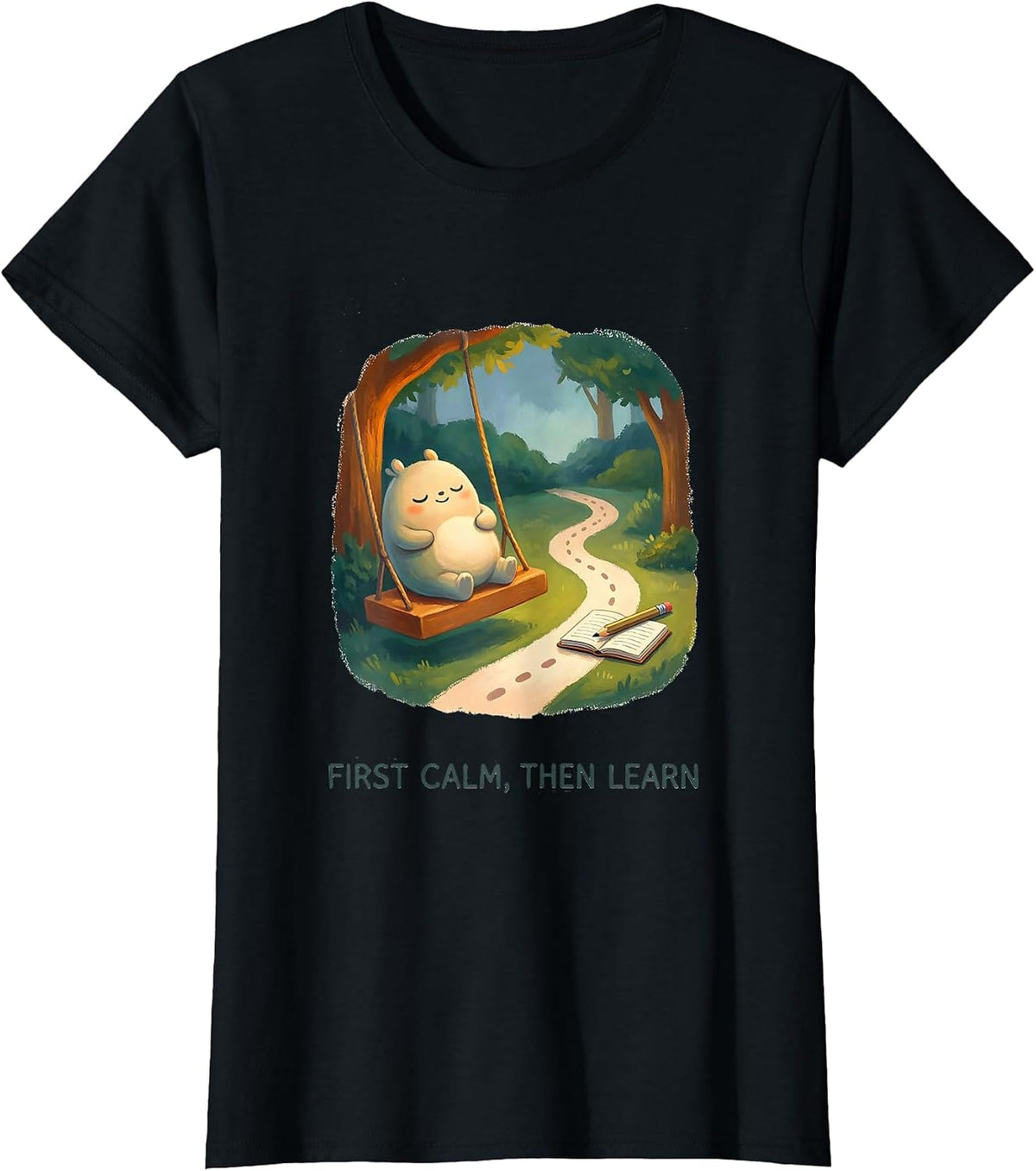 Women's First Calm Then Learn Storybook Occupational Therapy Sensory T-Shirt - Black