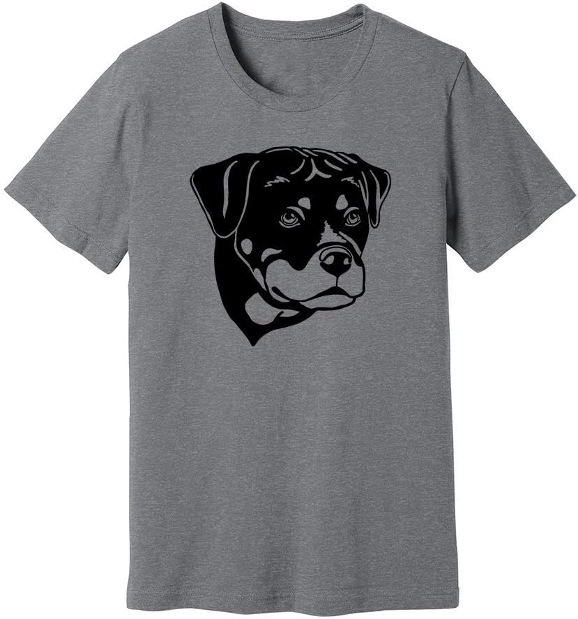 Dogline Unisex Rottweiler Dog Lovers Graphic Tee Shirt - Heather Storm