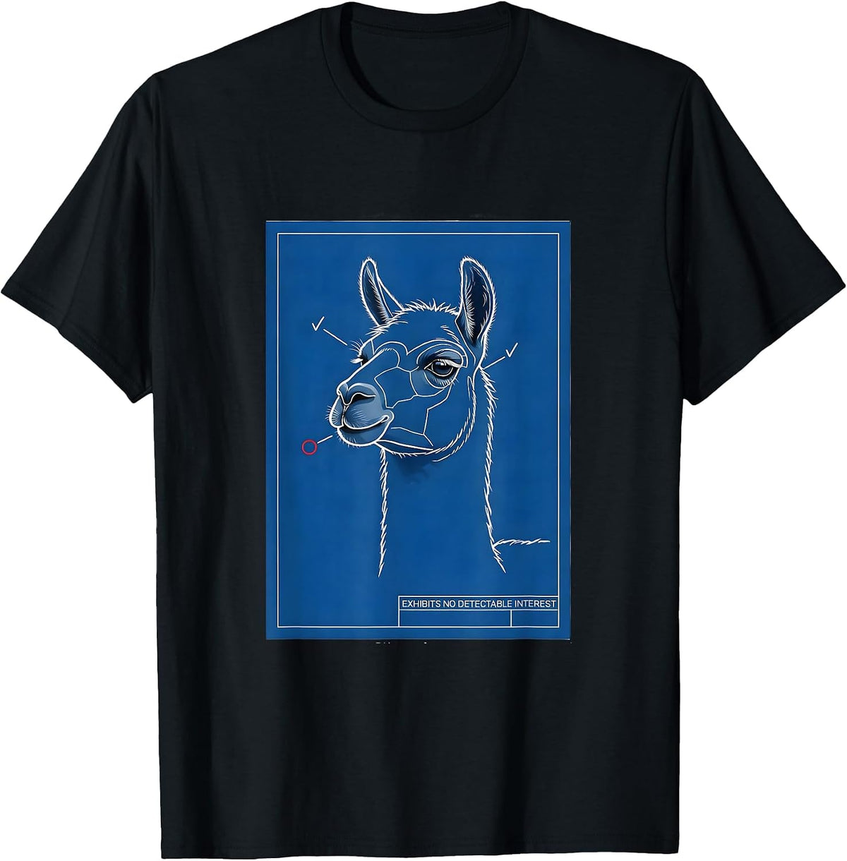 Men's Exhibits No Detectable Interest Funny Llama Alpaca Humor T-Shirt - Black