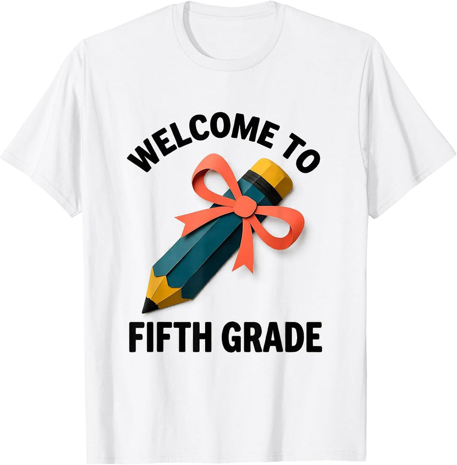 Men's Welcome To Fifth Grade Cute Back To School Coquette Bow T-Shirt - White