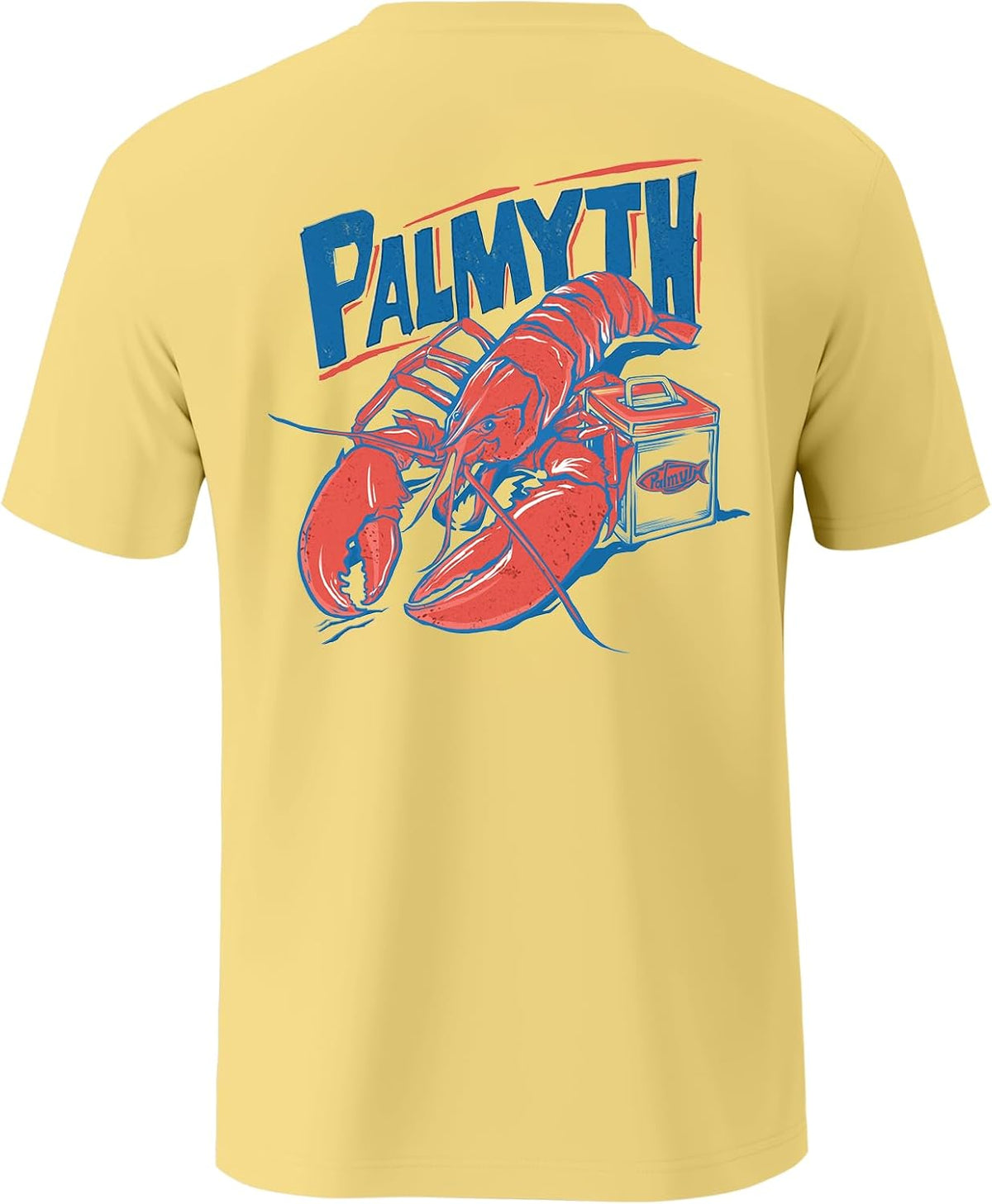 Palmyth Men's Fishing Shirt Short Sleeve T-Shirt Sun Protection UV UPF 50+ - Yellow \/ Lobster