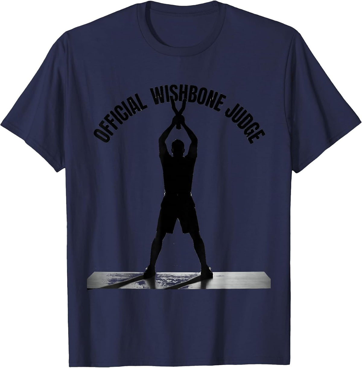 Men's Official Wishbone Judge Funny Thanksgiving Crew Turkey Humor T-Shirt - Navy Blue