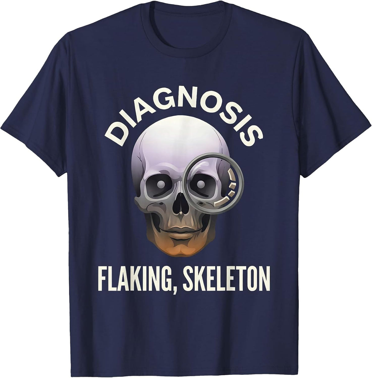Men's Diagnosis: Flaking Skeleton Halloween Dermatology T-Shirt - Navy Blue