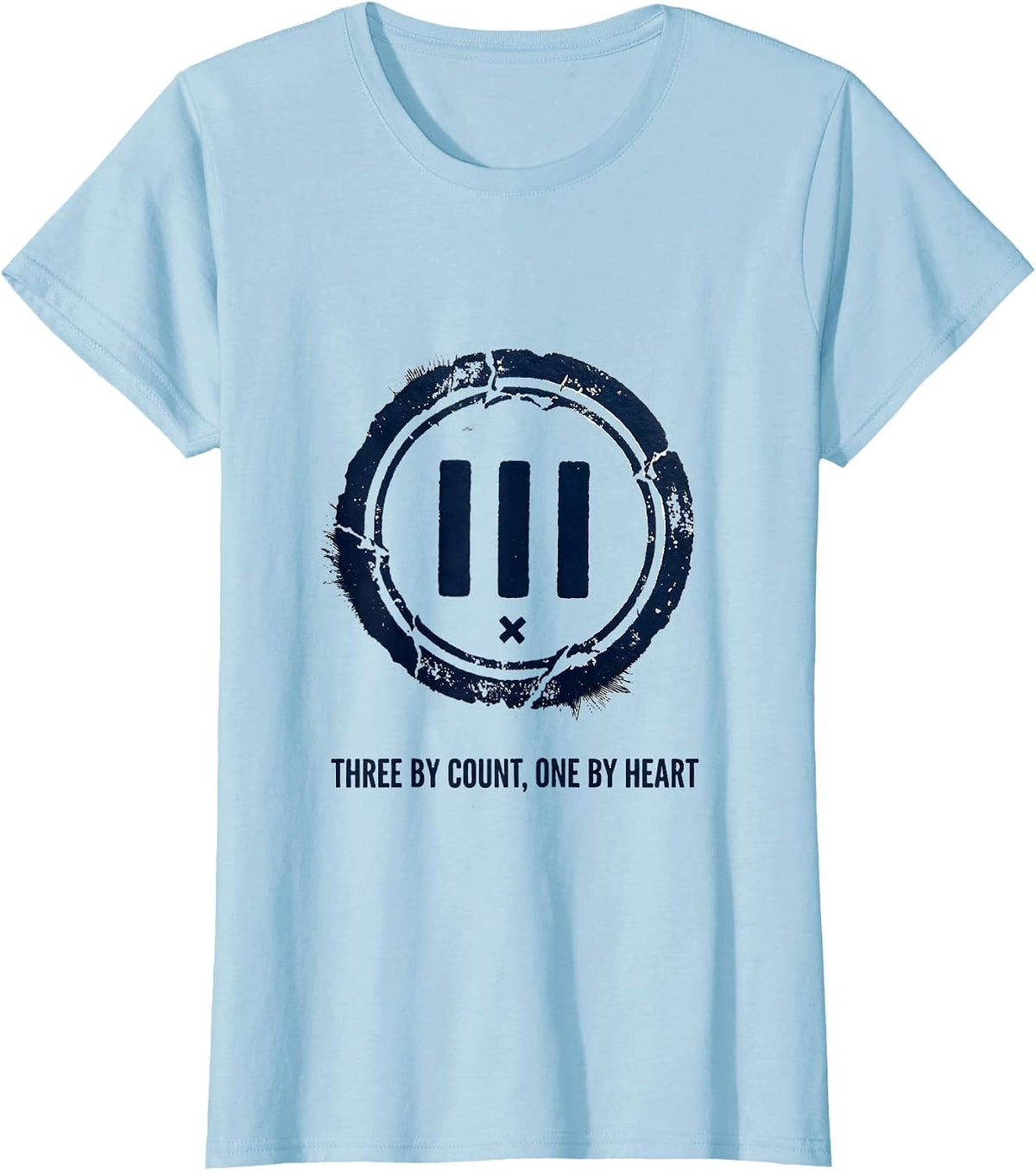 Three By Count One By Heart Down Syndrome Awareness Support T-Shirt - Baby Blue