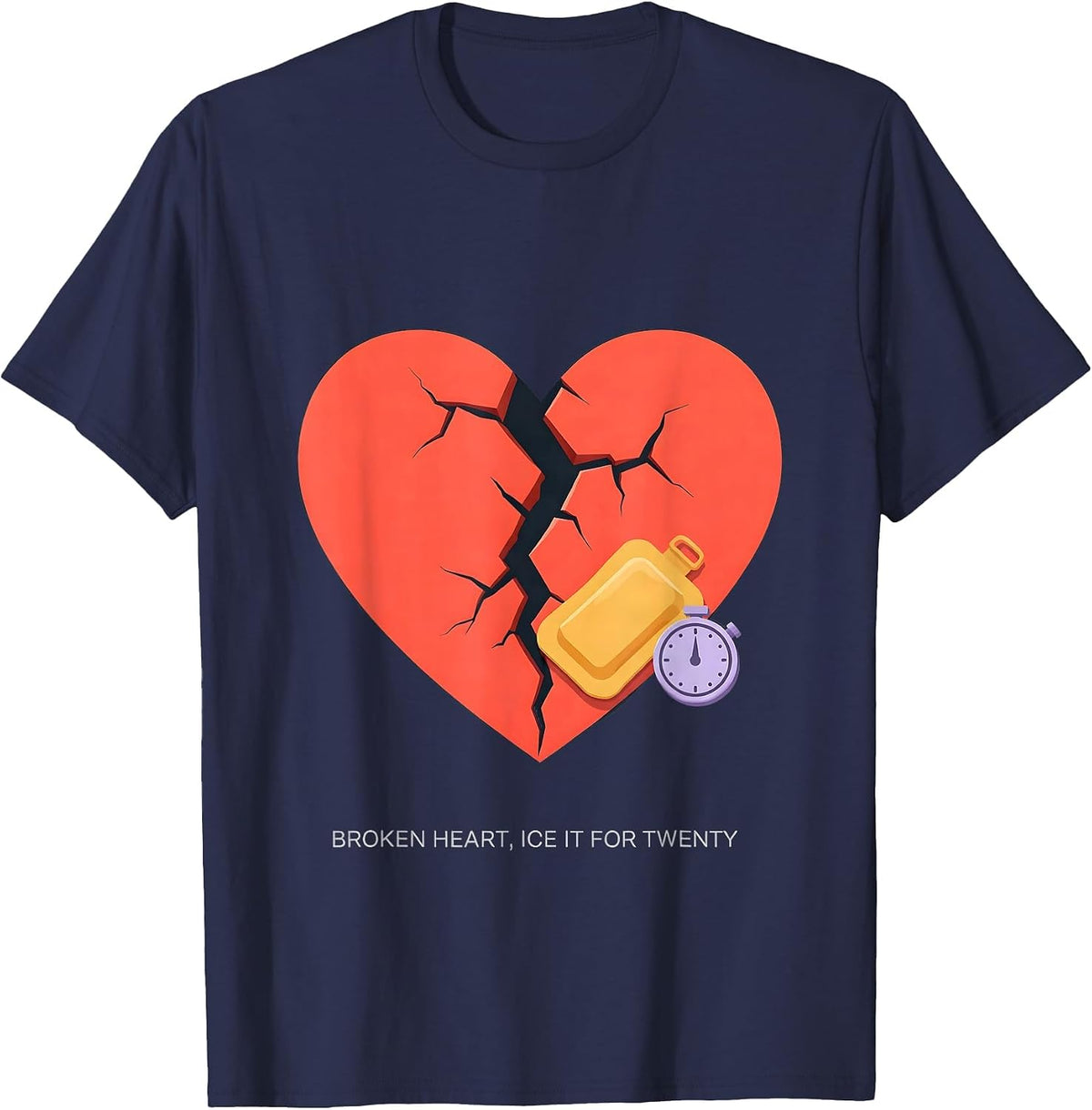 Broken Heart Ice It For Twenty Funny Physical Therapist PT T-Shirt - Navy Blue