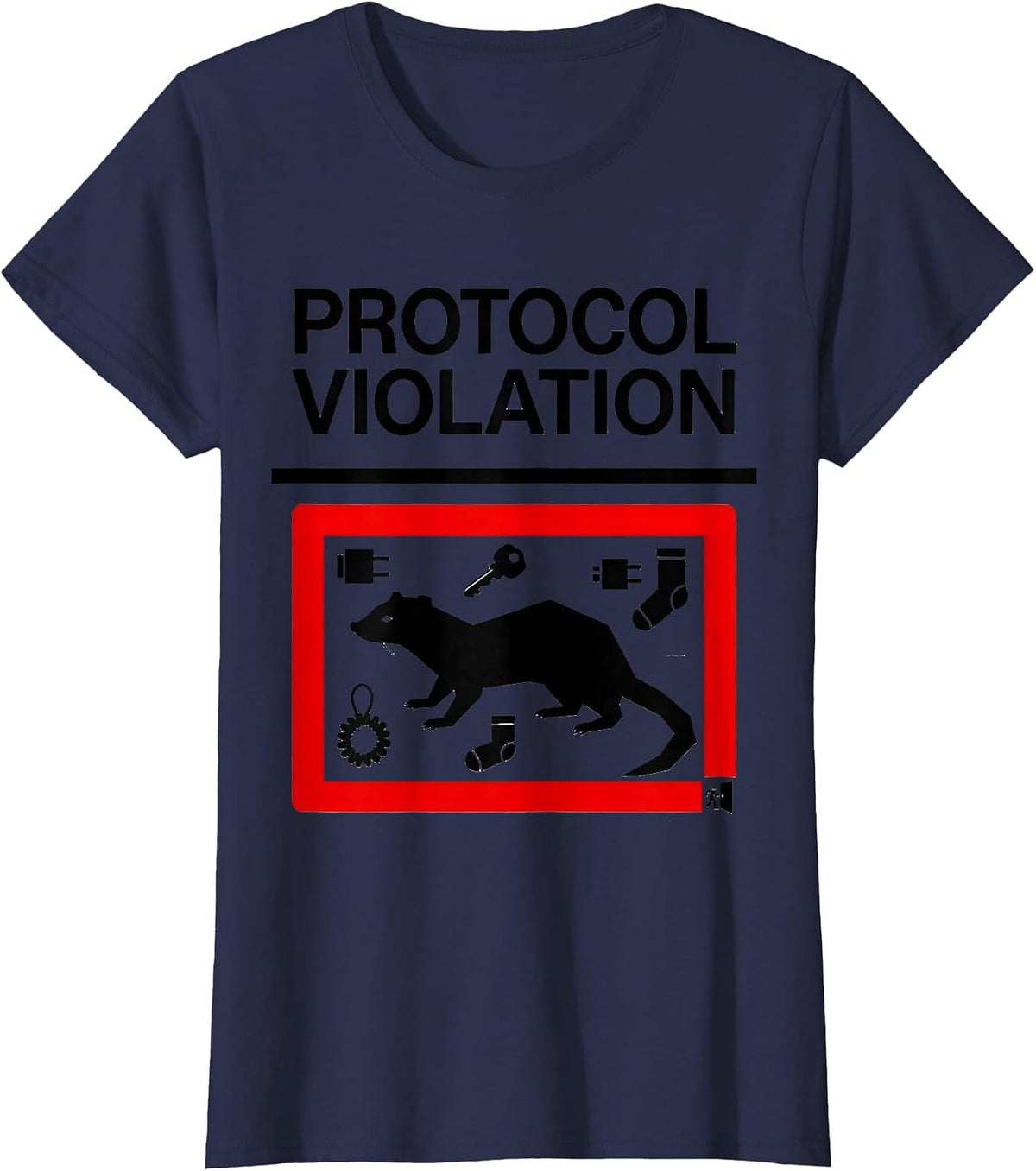 Women's Protocol Violation Ferret Owner Gift Funny Ferret Lover T-Shirt - Navy Blue