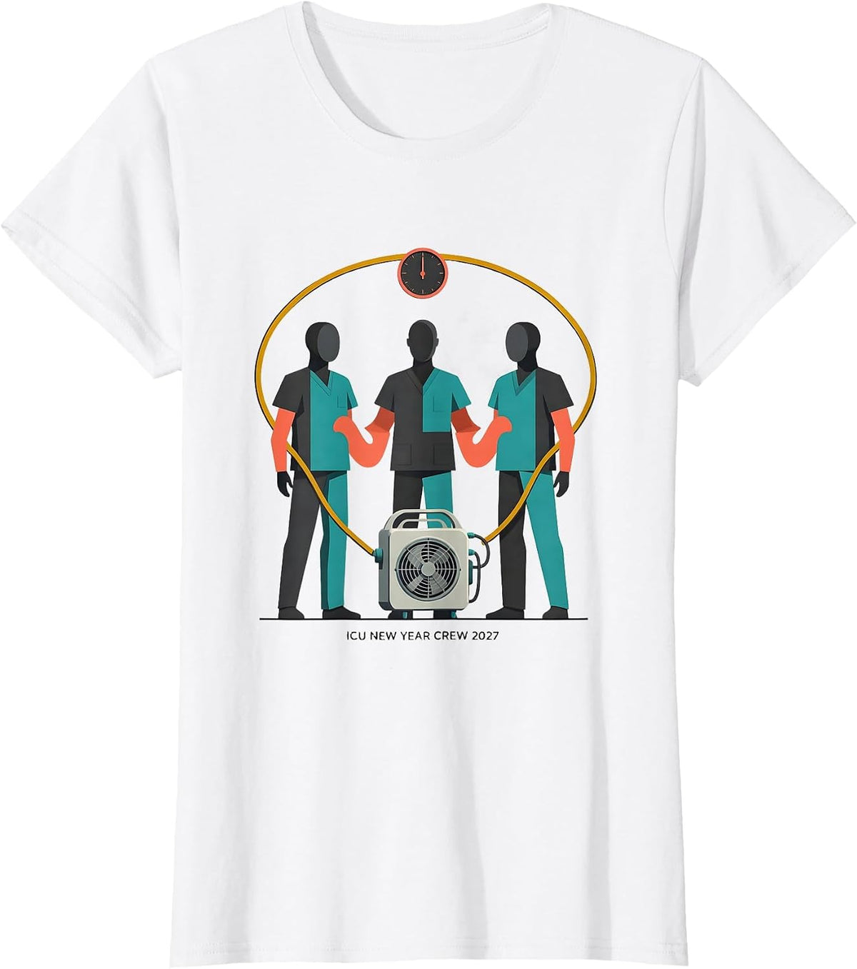 ICU New Year Crew 2027 Midcentury Modern Nurse Crew Party T-Shirt - White