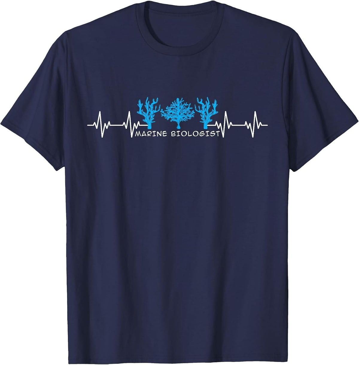 Marine Biologist Marine Biology Heartbeat T-Shirt - Navy Blue