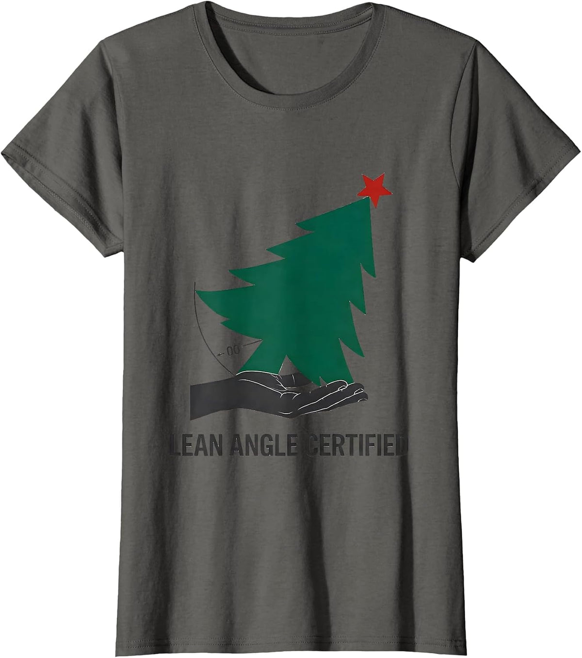 Women's Lean Angle Certified Funny Physical Therapist Holiday Humor T-Shirt - Asphalt Grey