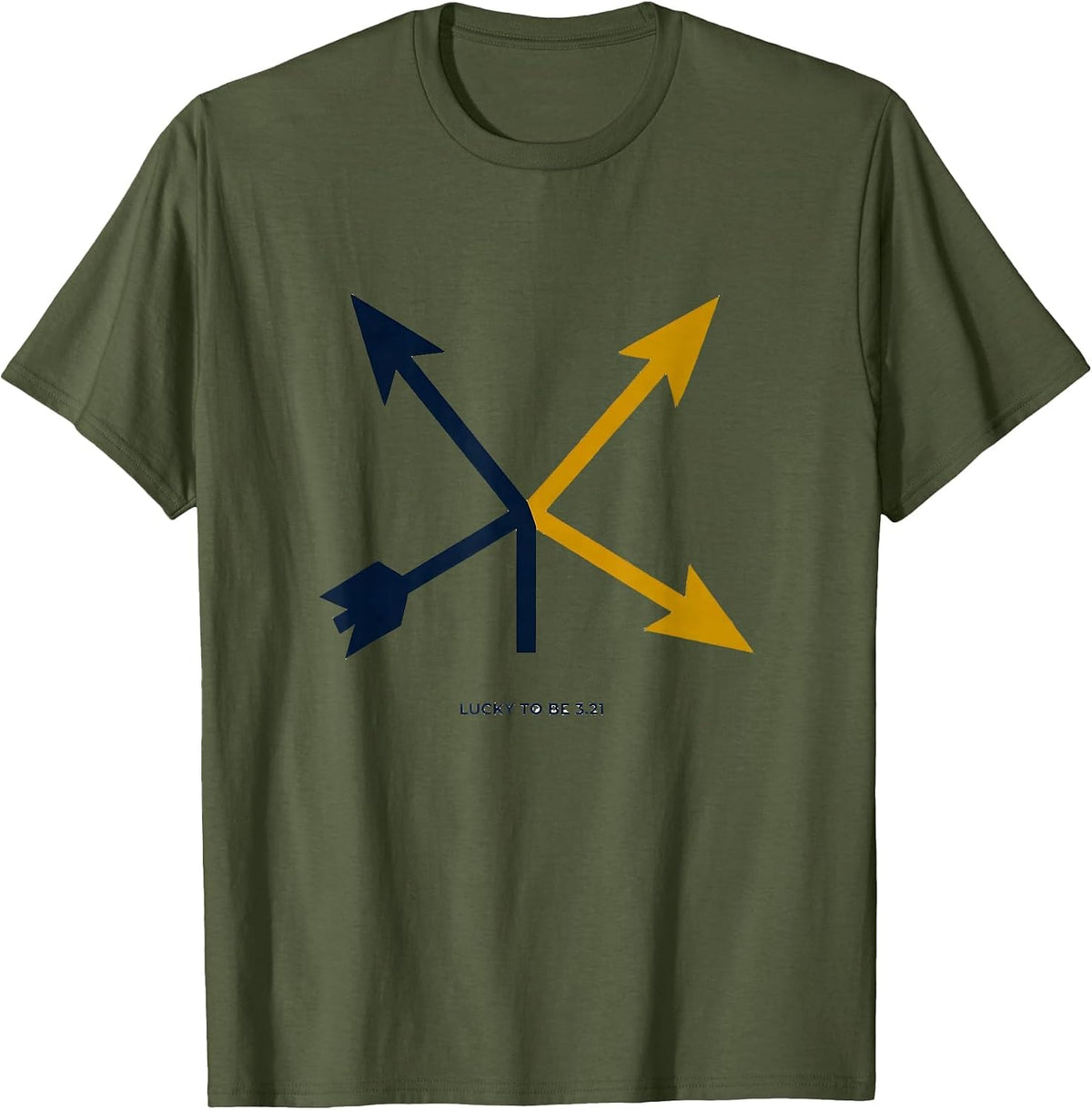 Men's Lucky To Be 3.21 Minimalist Down Syndrome Awareness Arrows T-Shirt - Olive Green
