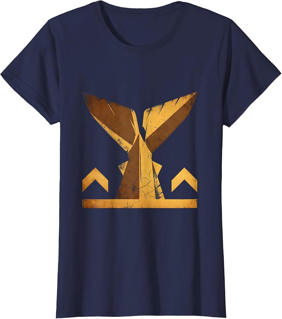 Women's Alaska Halibut Tail Ocean Surface Graphic T-Shirt - Navy Blue