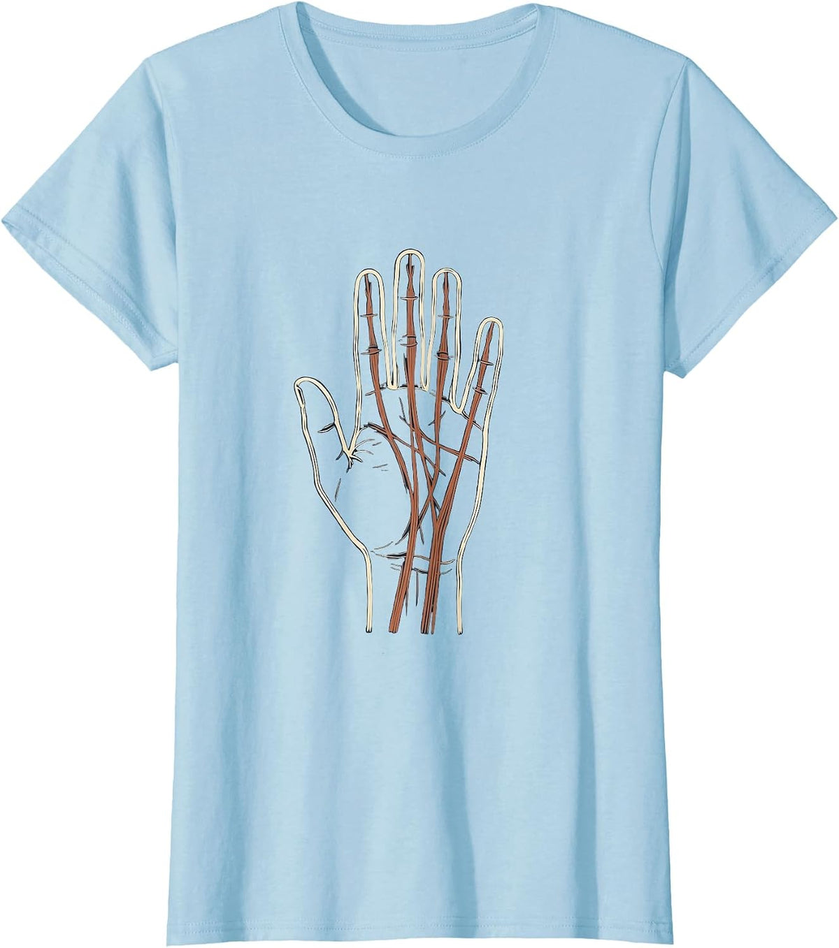 Hand Anatomy Tendon Illustration Occupational Therapy T-Shirt - Baby Blue