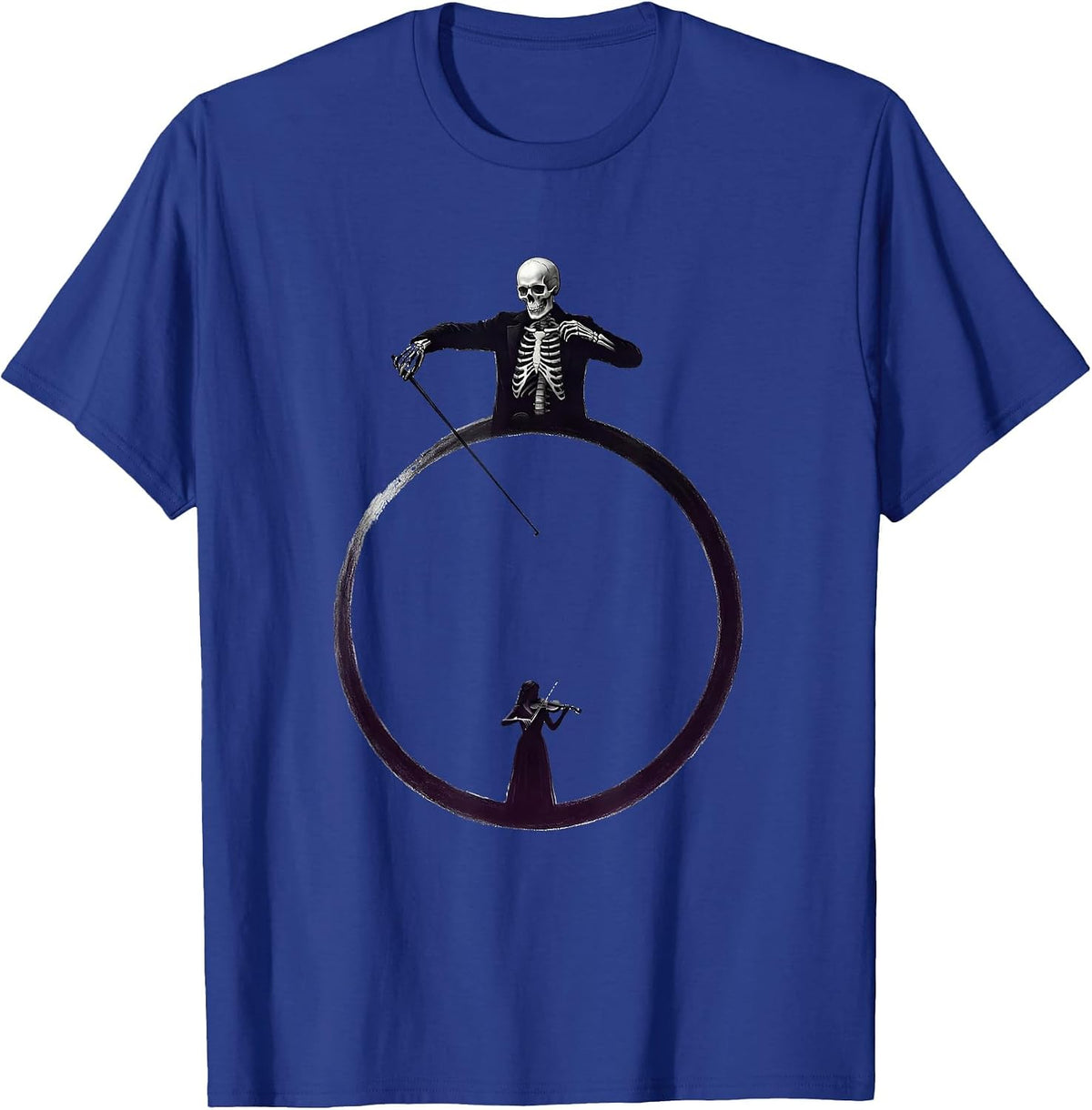 Men's Skeleton Conductor Ghost Violin Minimalist Music Teacher T-Shirt - Royal Blue
