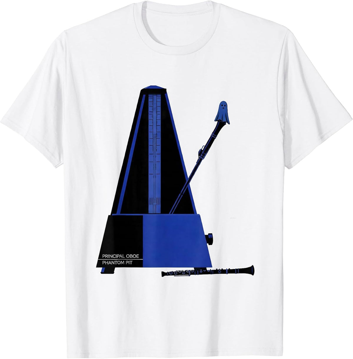 Men's Principal Oboe Phantom Pit Whimsical Music Teacher Halloween T-Shirt - White