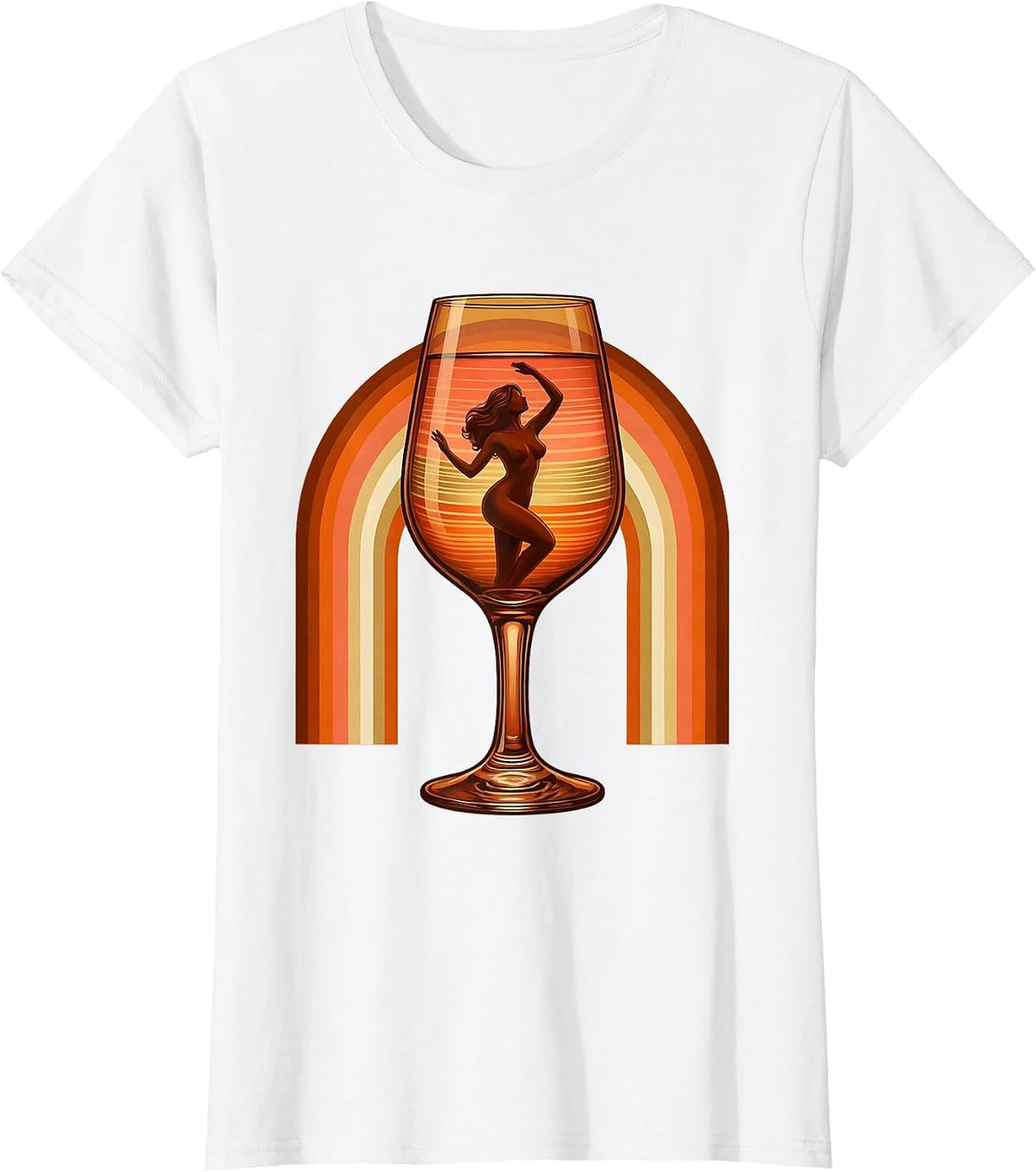 Women's Gigi Champagne Glass Silhouette Graphic Tee T-Shirt - White