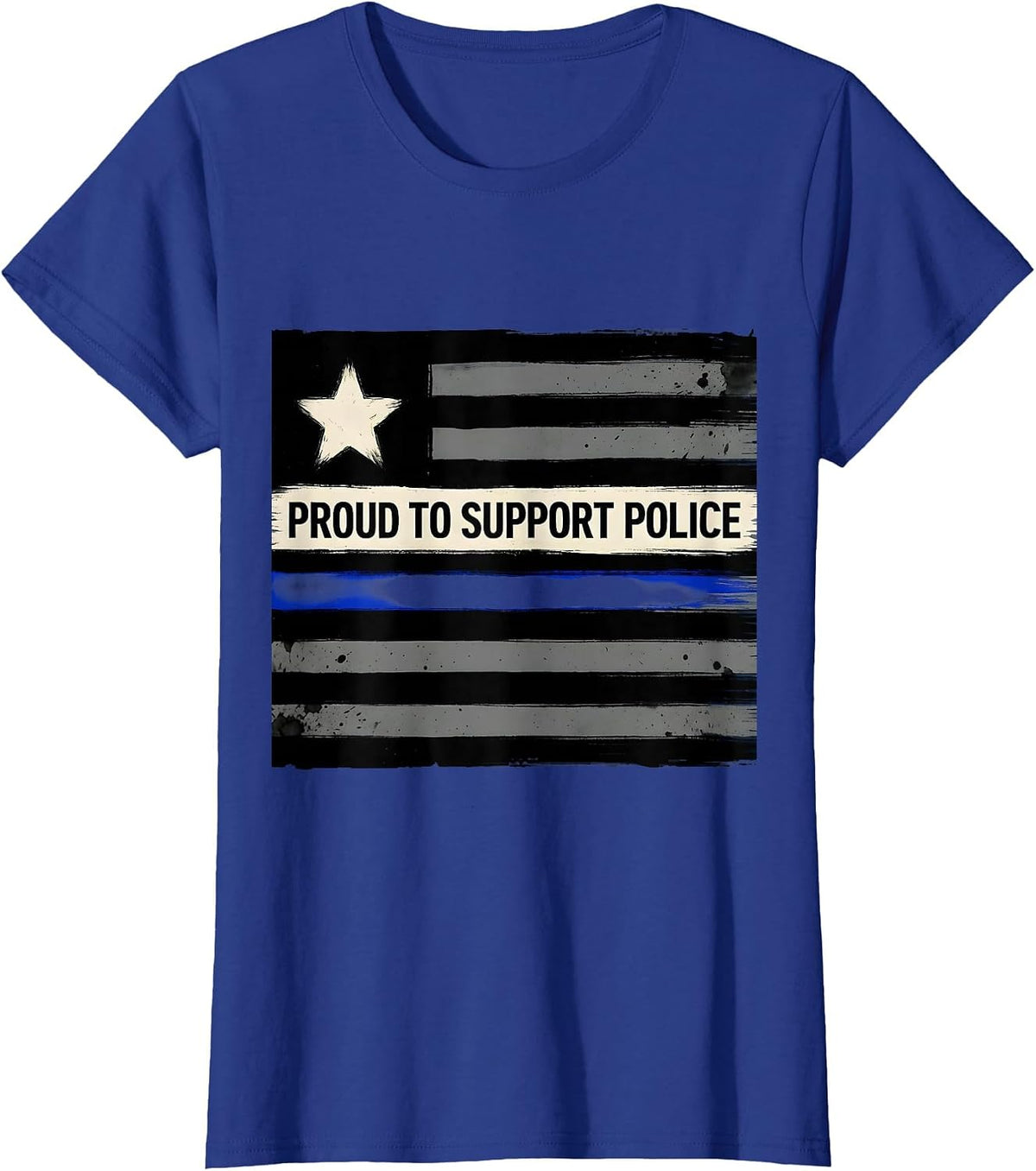 Women's Proud To Support Police Thin Blue Line Law Enforcement T-Shirt - Royal Blue
