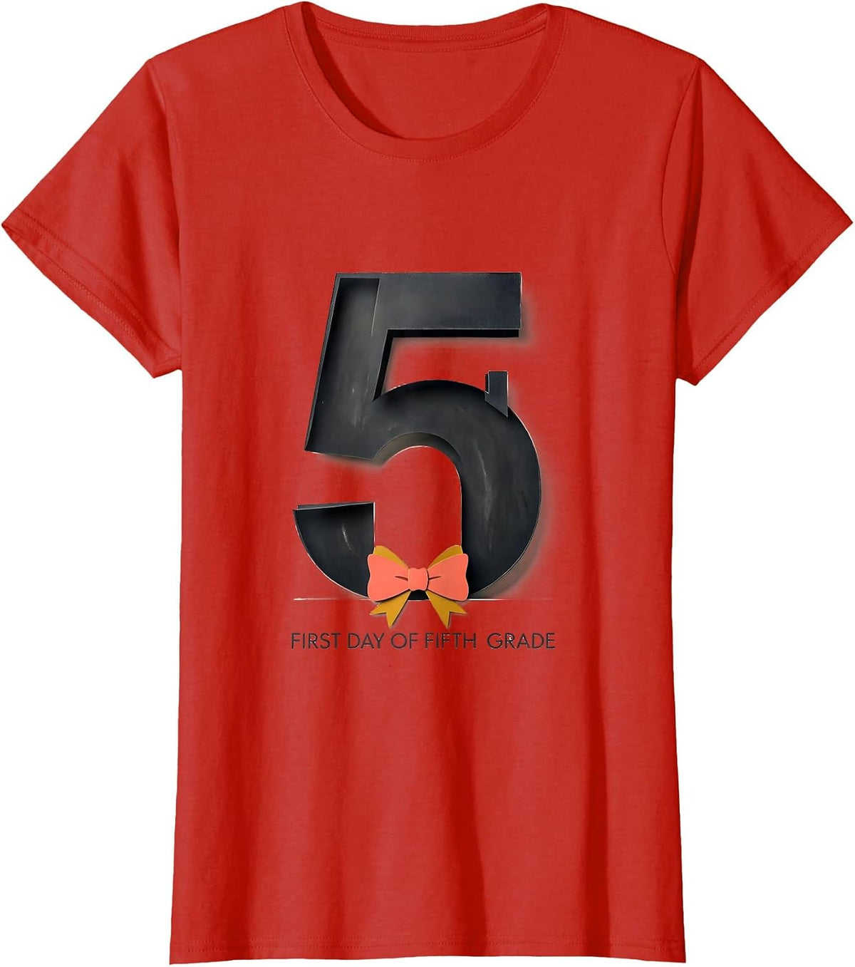 First Day Of Fifth Grade Coquette Back To School Kids T-Shirt - Red