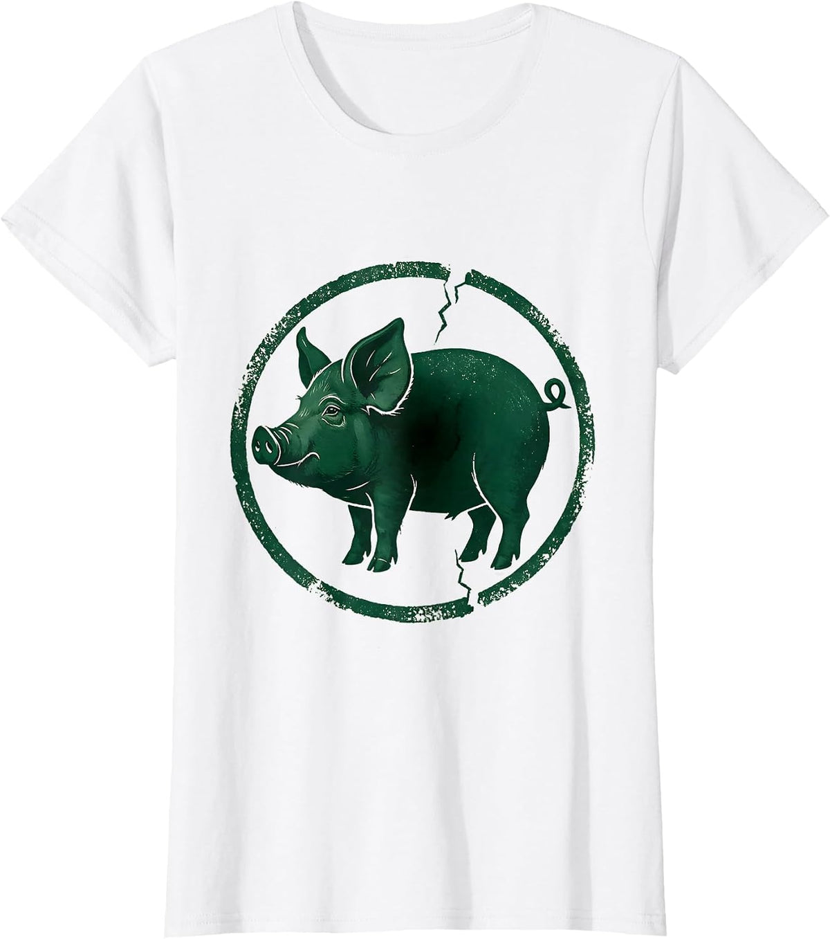 Pig Silhouette Rubber Stamp Farm Animal Lover Humor T-Shirt - White