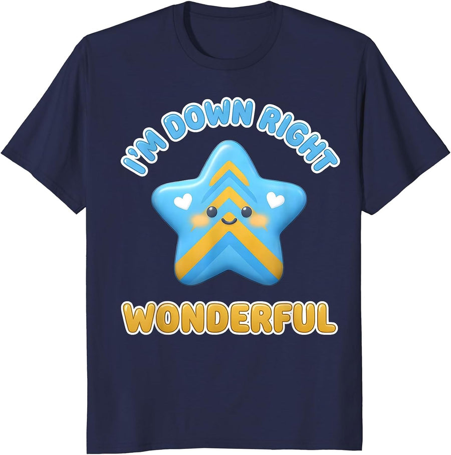 I’m Down Right Wonderful Cute Kawaii Down Syndrome Awareness T-Shirt - Navy Blue