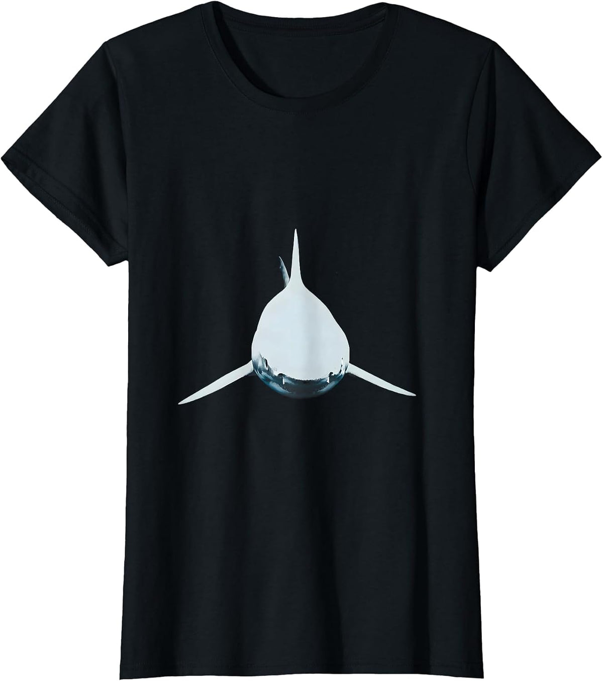 Women's Shark Cutting Through Dark Ocean Waters T-Shirt - Black